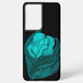 Coque Samsung Galaxy Angels Kissing, noir et vert Design (Verso)