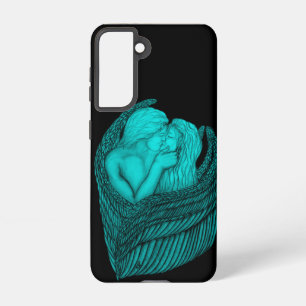 Coque Samsung Galaxy Angels Kissing, noir et vert Design