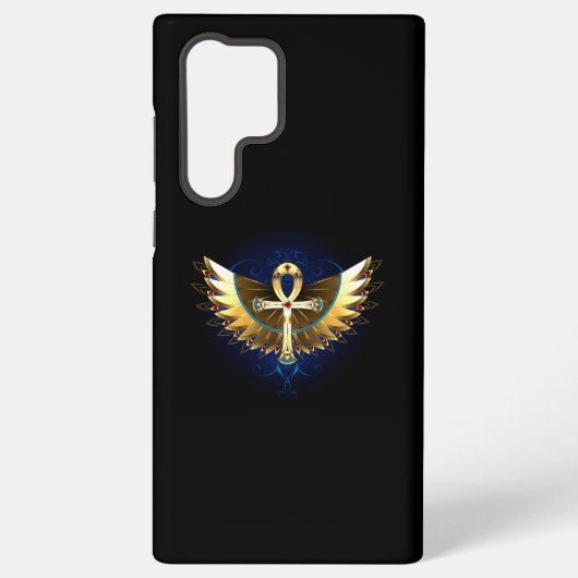 Coque Samsung Galaxy Ankh or avec ailes (Verso)