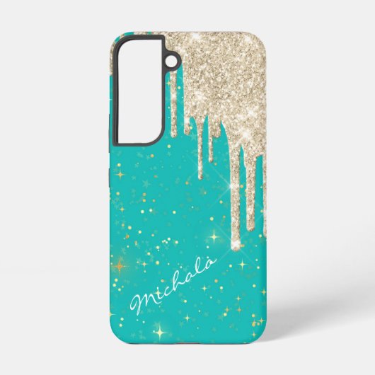 Coque Samsung Galaxy Aqua Blue Star Sparkle Silver Parties scintillant (Verso)