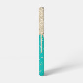 Coque Samsung Galaxy Aqua Blue Star Sparkle Silver Parties scintillant (Côté gauche)