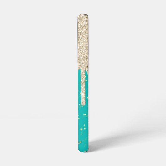 Coque Samsung Galaxy Aqua Blue Star Sparkle Silver Parties scintillant (Côté gauche)