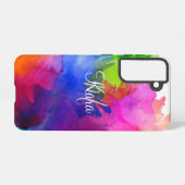 Coque Samsung Galaxy Aquarelle arc-en-ciel Nom Abstrait Monogramme (Verso Horizontal)