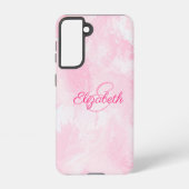 Coque Samsung Galaxy Aquarelle blanche rose fille Nom Monogramme (Verso)