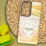 Coque Samsung Galaxy Aquarelle colorée Vagues Monogramme Coeur blanc<br><div class="desc">Ce boîtier de téléphone chic est doté d'un arrière - plan d'aquarelle et d'un coeur blanc et d'un point de polka avec le prénom et la lettre initiale monogramme. Personnalisez les champs de texte avec un prénom ou un nom et une initiale, supprimez le texte ou modifiez-le à l'aide de...</div>
