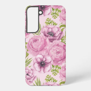 Coque Samsung Galaxy Aquarelle des fleurs de pivoine et d'anémone