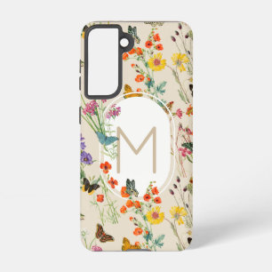 Coque Samsung Galaxy Aquarelle Fleurs sauvages & papillons Jardin Flora