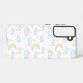 Coque Samsung Galaxy Aquarelle Lune étoiles et nuages Motif (Verso Horizontal)