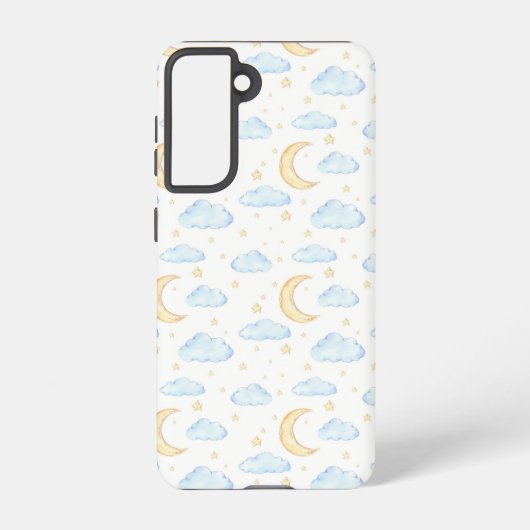 Coque Samsung Galaxy Aquarelle Lune étoiles et nuages Motif (Verso)
