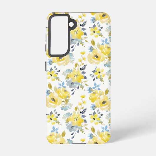 Coque Samsung Galaxy Aquarelle Motif Floral Jaune (Verso)