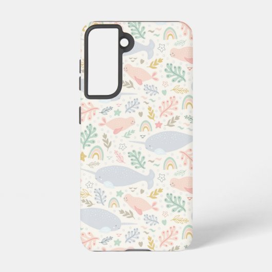Coque Samsung Galaxy Aquarelle Narwhal et Motif de phoque (Verso)