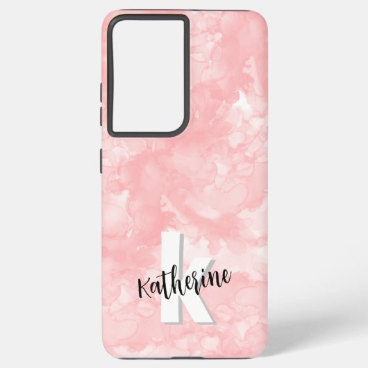 Coque Samsung Galaxy Aquarelle rose chic moderne Initiales Monogramme (Verso)