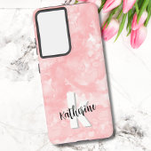 Coque Samsung Galaxy Aquarelle rose chic moderne Initiales Monogramme