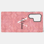 Coque Samsung Galaxy Aquarelle rose roude Nom du monogramme (Verso Horizontal)