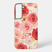 Coque Samsung Galaxy Aquarelle rose rouge Roses Fleurs florales (Verso)