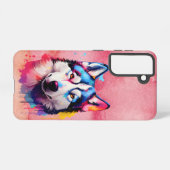Coque Samsung Galaxy Aquarelle Sibérienne Husky Art coloré (Verso Horizontal)
