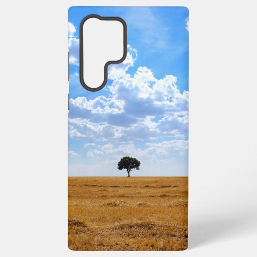 Coque Samsung Galaxy Arbre dans un champ de blé récolté (Verso)