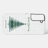 Coque Samsung Galaxy Arbre de Noël moderne blanc vert personnalisé (Verso Horizontal)