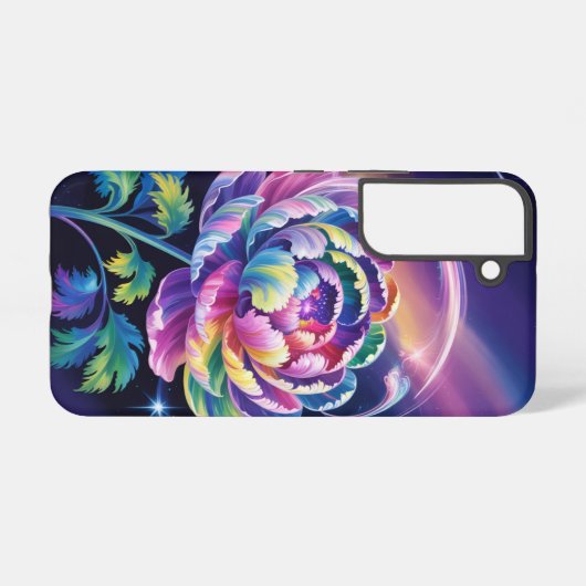 Coque Samsung Galaxy Arc-en-ciel en fleur cosmique (Verso Horizontal)