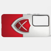 Coque Samsung Galaxy Argent et Bouclier rouge avec épées croisées (Verso Horizontal)