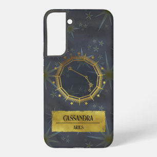 Coque Samsung Galaxy Aries Zodiaque Sombre Astrologie : Noir & Or