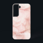 Coque Samsung Galaxy Arrière - plan Abstraite d'encre Feminine Pastel r<br><div class="desc">Design élégant et moderne en pastel pêche rose vif,  peinture à l'encre fluide faite à la main. Customisez cette boîte téléphonique avec votre propre nom au dos.</div>