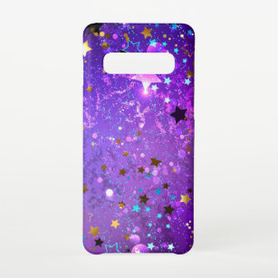 Coque Samsung Galaxy S10 Arrière - plan de feuille violet avec étoiles