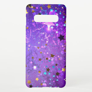 Coque Samsung Galaxy S10+ Arrière - plan de feuille violet avec étoiles