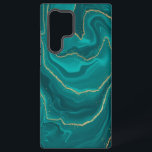 Coque Samsung Galaxy Arrière - plan en marbre liquide turquoise avec or<br><div class="desc">Marbre liquide turquoise design arrière - plan avec des éléments dorés,  design moderne tendance.</div>