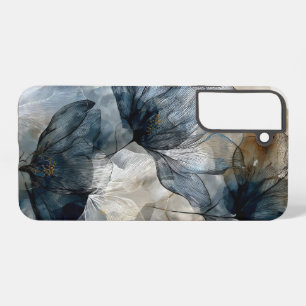 Coque Samsung Galaxy Art Abstrait Aquarelle Florale Bleue Élégante