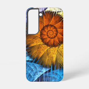Coque Samsung Galaxy Art Abstrait Fleur Orange Jaune Bleu
