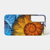 Coque Samsung Galaxy Art Abstrait Fleur Orange Jaune Bleu (Verso Horizontal)