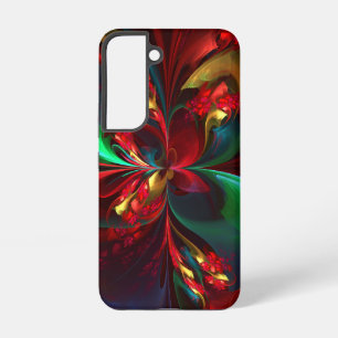 Coque Samsung Galaxy Art abstrait floral moderne motif rouge vert #11