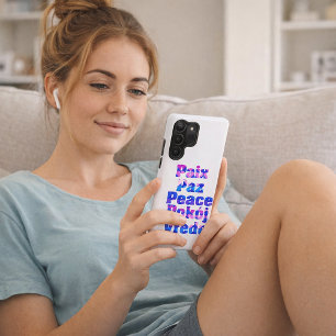 Coque Samsung Galaxy Art de mot de paix multilingue coloré avec des cœu