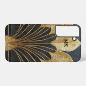 Coque Samsung Galaxy Art Deco Timeless Black Gold Monogram / Initial (Verso Horizontal)