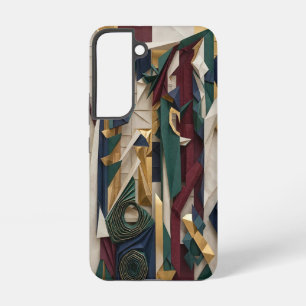 Coque Samsung Galaxy Art en papier origami luxe Bourgogne marine or