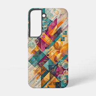 Coque Samsung Galaxy Art géométrique abstrait orange sarcelle magenta