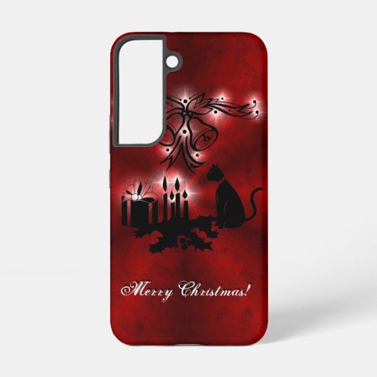 Coque Samsung Galaxy Artdeco de Noël avec chat noir (Verso)