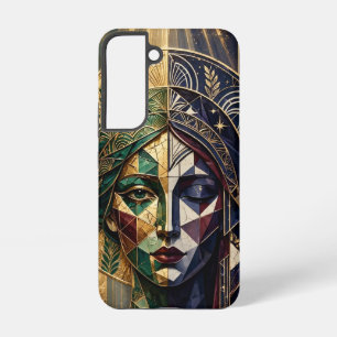 Coque Samsung Galaxy Auréole de déesse en mosaïque d'or émeraude
