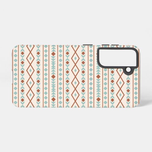 Coque Samsung Galaxy Aztec Formes Motif rouille crème Turquoise (Verso Horizontal)