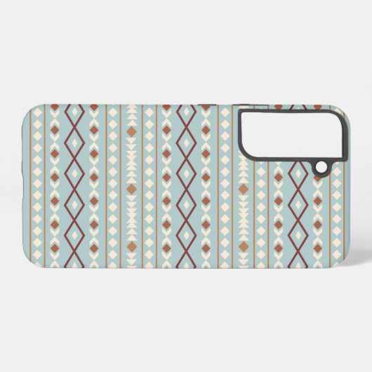 Coque Samsung Galaxy Aztec Formes Motif Rusts Crème Turquoise-Bleu (Verso Horizontal)