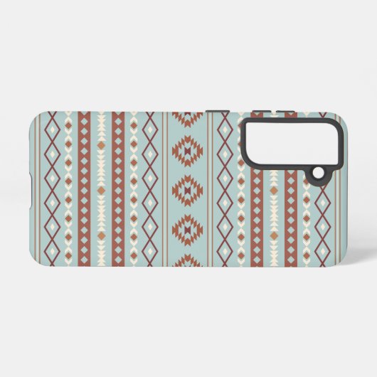 Coque Samsung Galaxy Aztec Mixte Motif Motif Rusts Crème Bleu (Verso Horizontal)