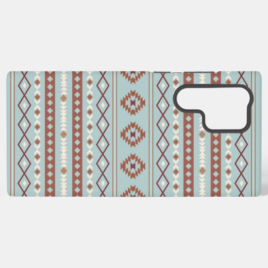 Coque Samsung Galaxy Aztec Mixte Motif Motif Rusts Crème Bleu (Verso Horizontal)