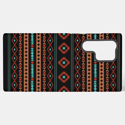 Coque Samsung Galaxy Aztec Rusts Turquoise Noir Motifs mélangés Motif (Verso Horizontal)