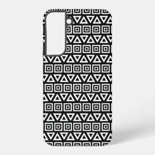 Coque Samsung Galaxy Aztec Triangles+Motif Carré blanc sur noir
