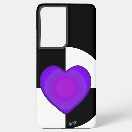 Coque Samsung Galaxy B&W Purple Hearts Beating (Verso)