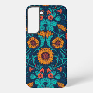 Coque Samsung Galaxy Baies Art Nouveau en bleu et jaune