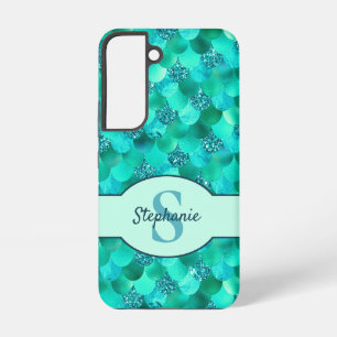Coque Samsung Galaxy Balances de sirène Monogramme Sea Green Aqua Blue