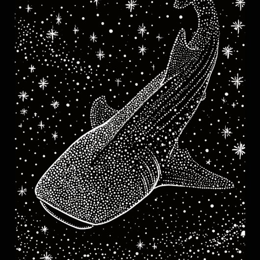 Coque Samsung Galaxy Baleine requin céleste noir blanc étoiles points a