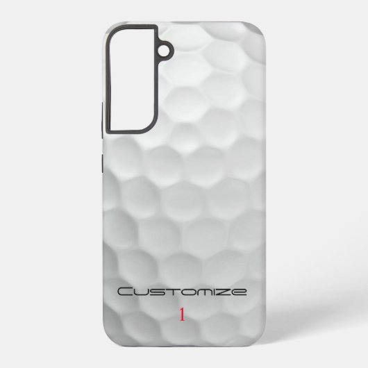 Coque Samsung Galaxy Balle de golf blanche texturée avec nom et numéro (Verso)